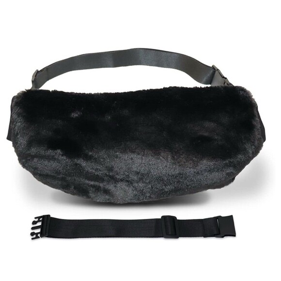 Sprigs Adjustable Black Faux Fur Hand Muff Belt Bag with Extender Soft & Warm - Picture 1 of 10